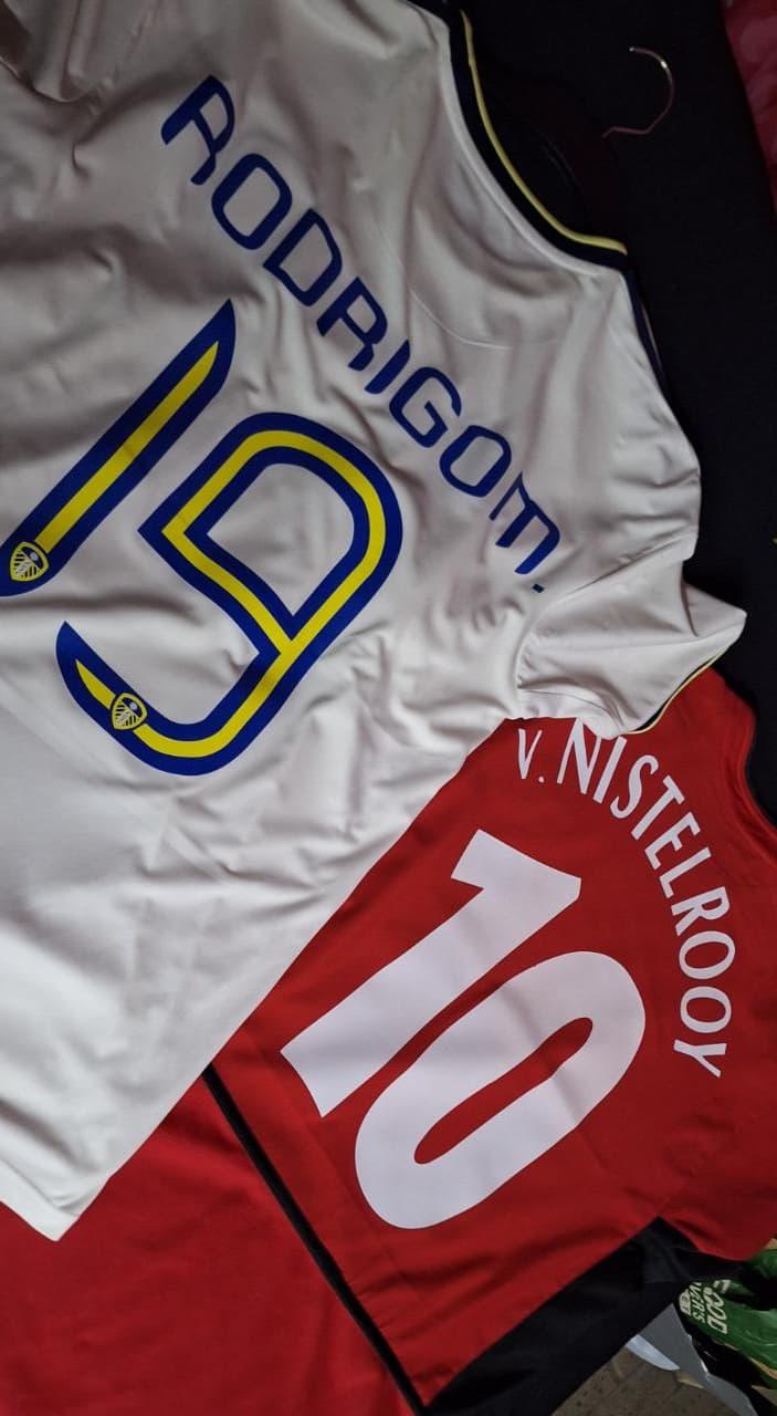 Personalised names and numbers on soccer shirts